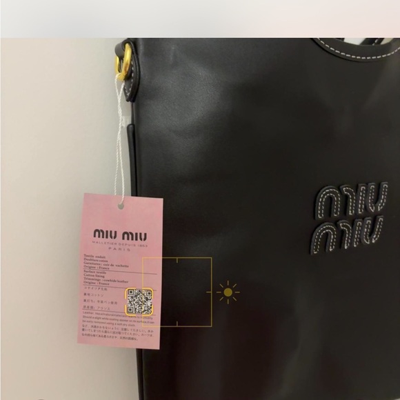Miu Miu Black Tote Bag with Logo Detail - Picture 3 of 6